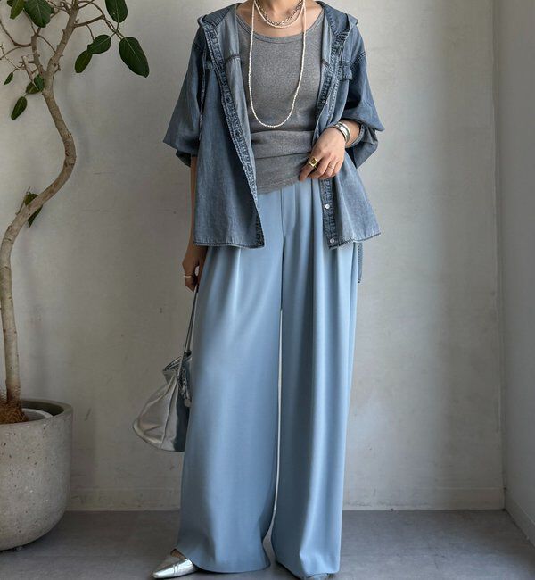  「【累計販売数3万枚突破/21色4サイズ展開！】タックワイドパンツ」|チノ|