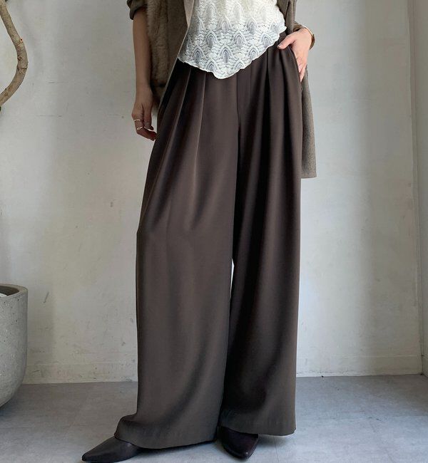  「【累計販売数3万枚突破/21色4サイズ展開！】タックワイドパンツ」|チノ|