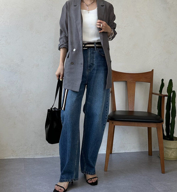  「【ウォッシャブル】シアーダブルジャケット」|テーラードジャケット|