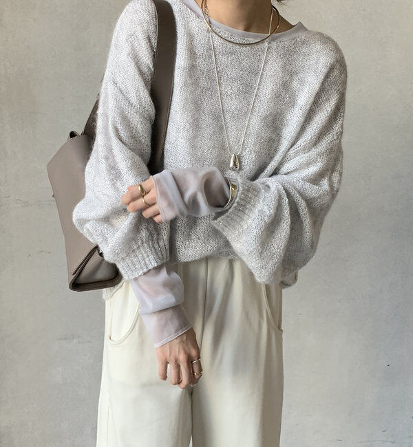  「【柔らかい着心地】袖シアーリブTEE」|Tシャツ・カットソー|