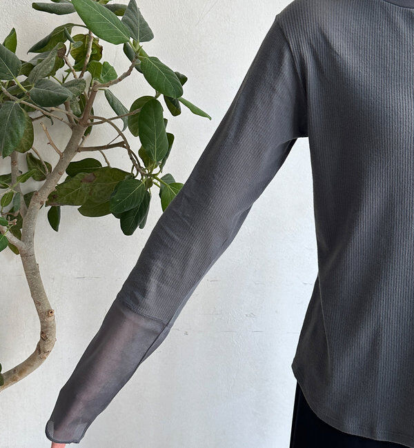  「【柔らかい着心地】袖シアーリブTEE」|Tシャツ・カットソー|