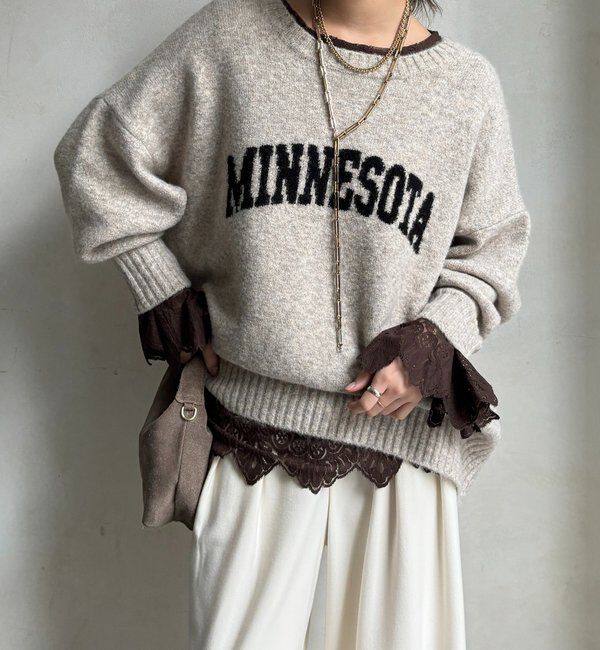  「レースフレアブラウス」|シャツ・ブラウス|ブラウン