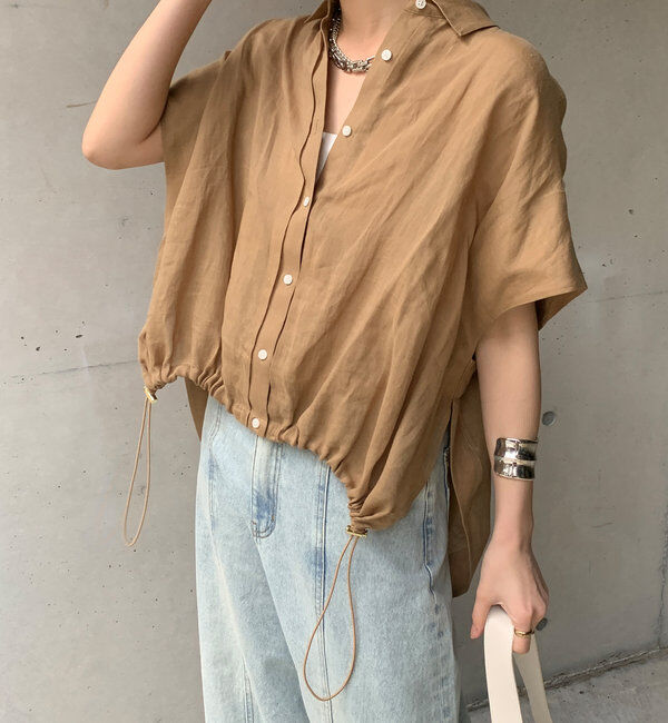  「リネンドロストフレンチシャツ」|シャツ・ブラウス|ベージュ