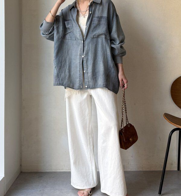  「袖リブシアーデニムシャツ」|シャツ・ブラウス|