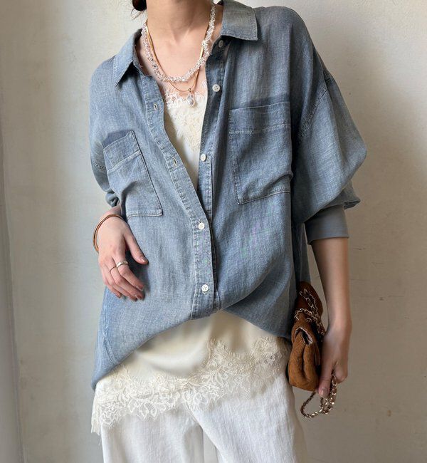  「袖リブシアーデニムシャツ」|シャツ・ブラウス|