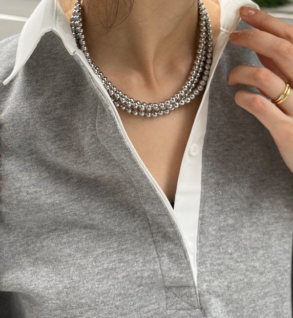  「3連ボールチェーンレイヤードネックレス」|ネックレス|