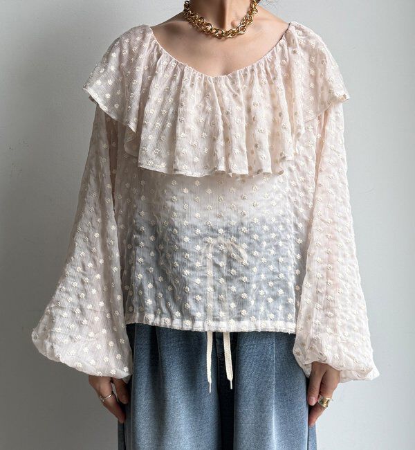  「フラワー刺繍フリルブラウス」|シャツ・ブラウス|