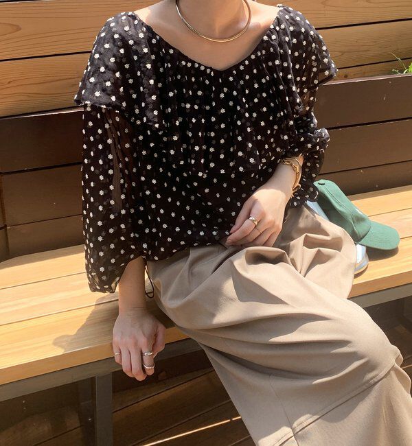  「フラワー刺繍フリルブラウス」|シャツ・ブラウス|