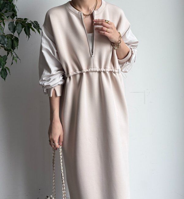  「袖異素材切替ダンボールワンピース」|ワンピース|