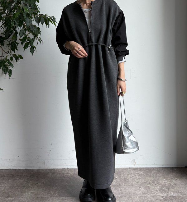  「袖異素材切替ダンボールワンピース」|ワンピース|