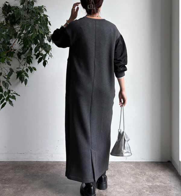  「袖異素材切替ダンボールワンピース」|ワンピース|