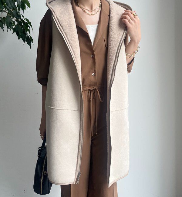  「ボア切替フーディージレ」|ベスト・ジレ|