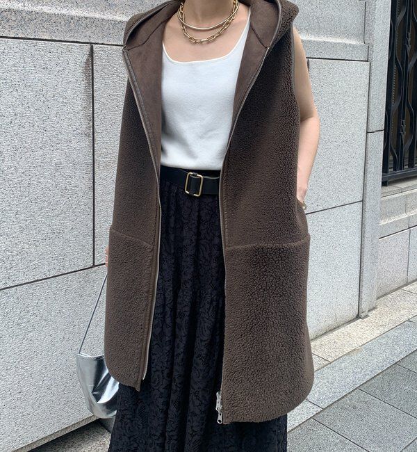  「ボア切替フーディージレ」|ベスト・ジレ|