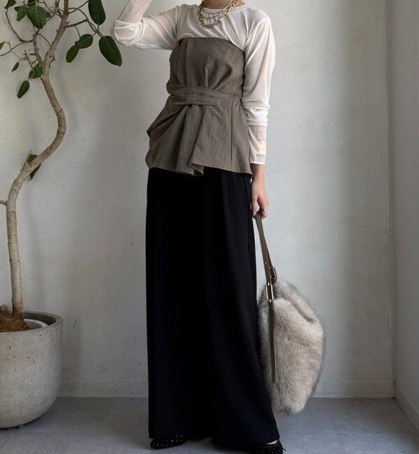  「【新色追加】チュールフロッキーシアー切替TEE」|Tシャツ・カットソー|