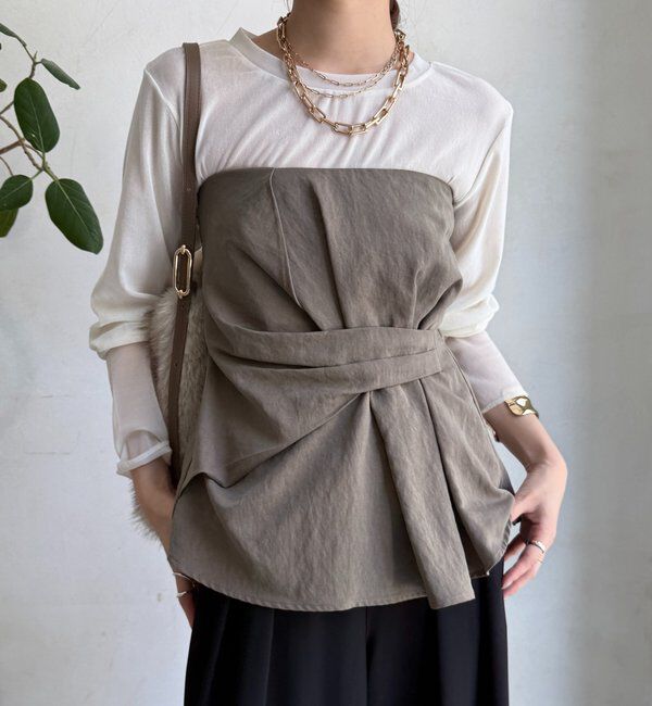  「【新色追加】チュールフロッキーシアー切替TEE」|Tシャツ・カットソー|