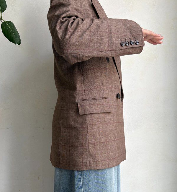  「肩パッドチェックダブルジャケット」|テーラードジャケット|