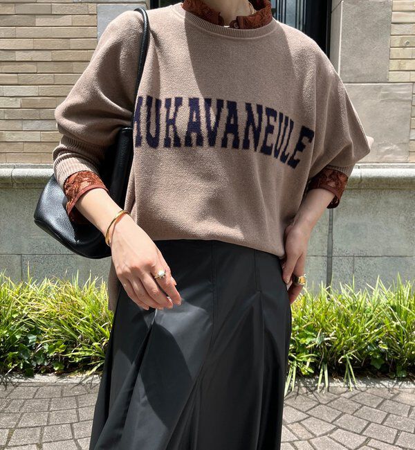  「インターシャロゴポンチョニット」|ニット・セーター|