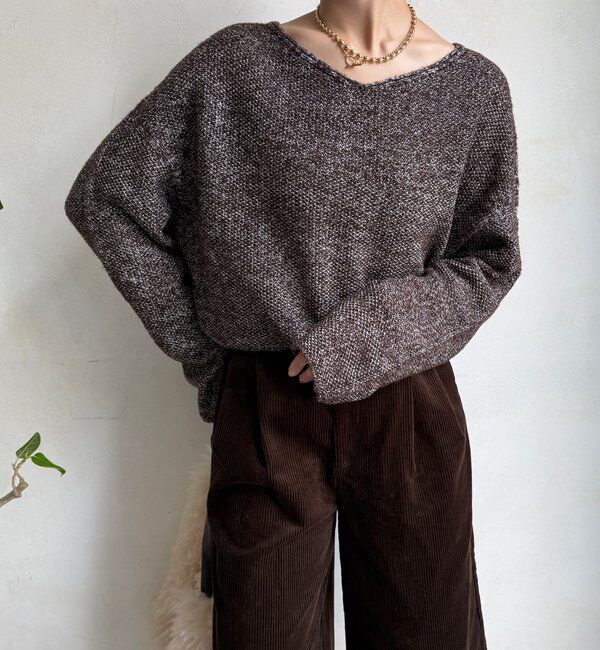  「ウールメランジ鹿の子プルオーバー」|ニット・セーター|