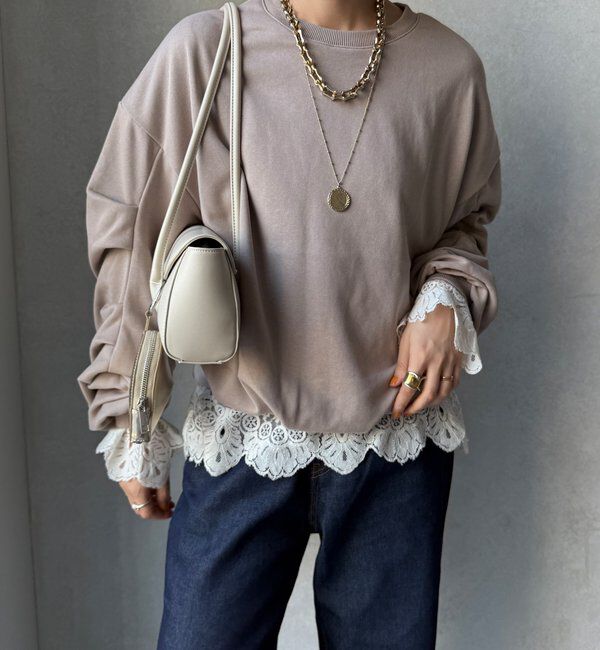  「【WEB限定】裏毛袖タックプルオーバー」|Tシャツ・カットソー|