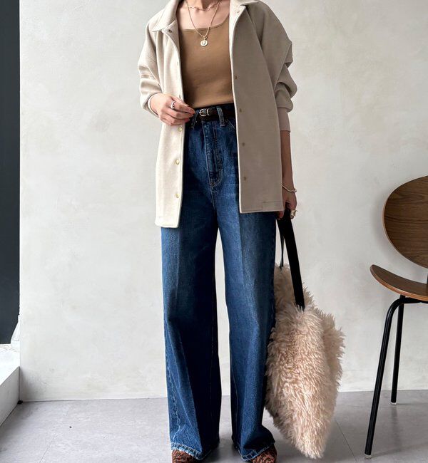  「ハイウエストダブルボタンデニム」|デニム|