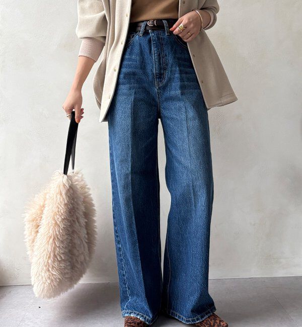  「ハイウエストダブルボタンデニム」|デニム|