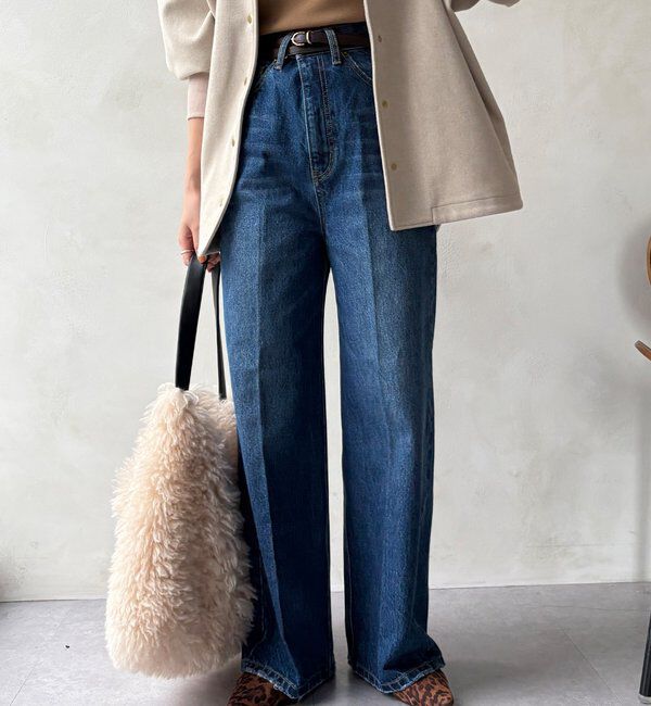  「ハイウエストダブルボタンデニム」|デニム|