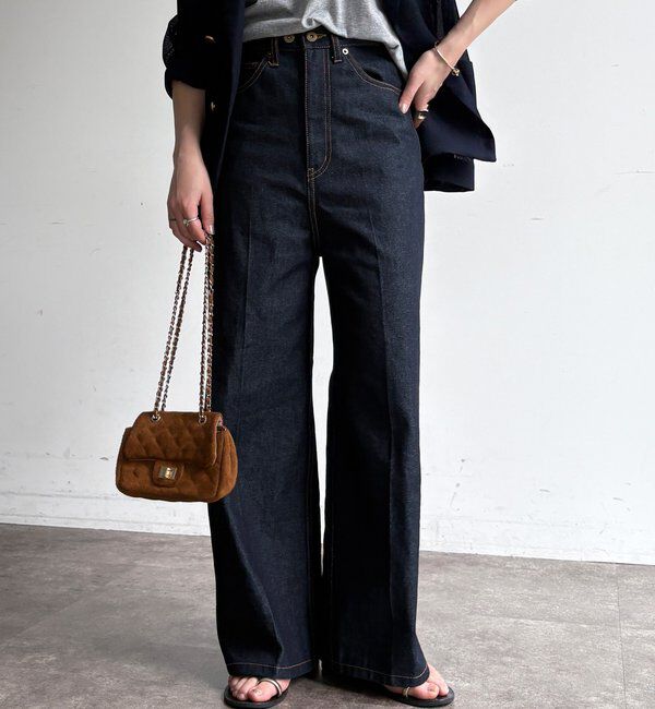  「ハイウエストダブルボタンデニム」|デニム|