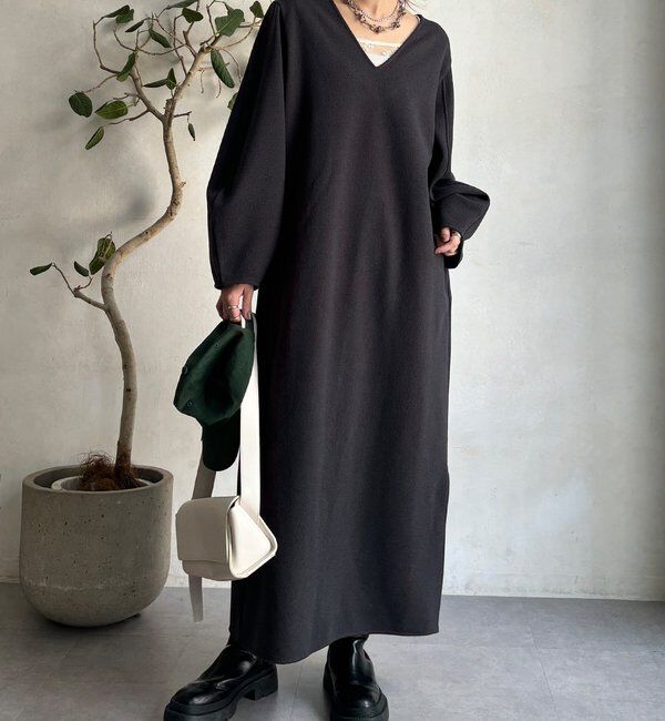  「【前後2WAY】裏起毛袖ボリュームワンピース」|ワンピース|