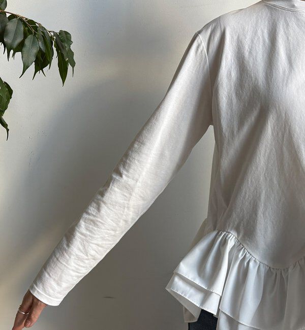  「裾異素材切替フリルカットソー」|Tシャツ・カットソー|