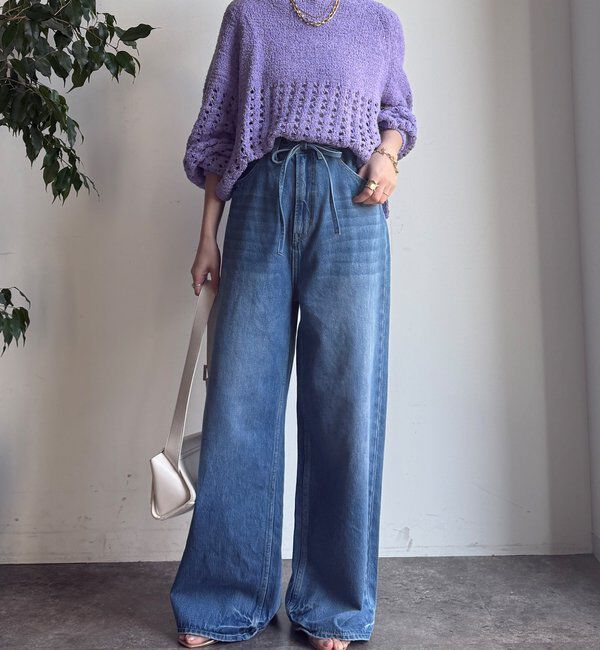  「【WEB限定】メッシュ編みニットプルオーバー」|ニット・セーター|