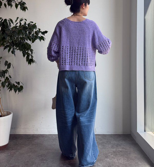  「【WEB限定】メッシュ編みニットプルオーバー」|ニット・セーター|