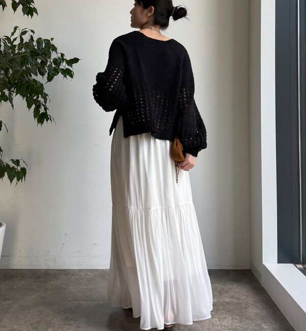  「【WEB限定】メッシュ編みニットプルオーバー」|ニット・セーター|