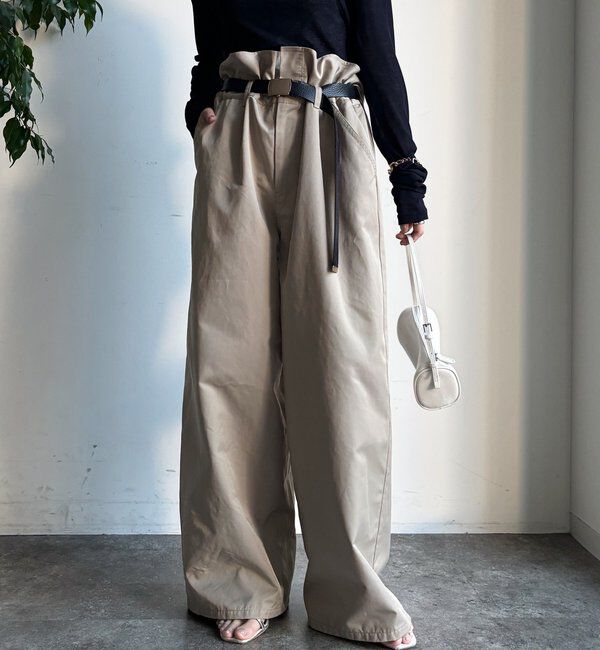 「ウエスト折り返しギャザーパンツ」|チノ|