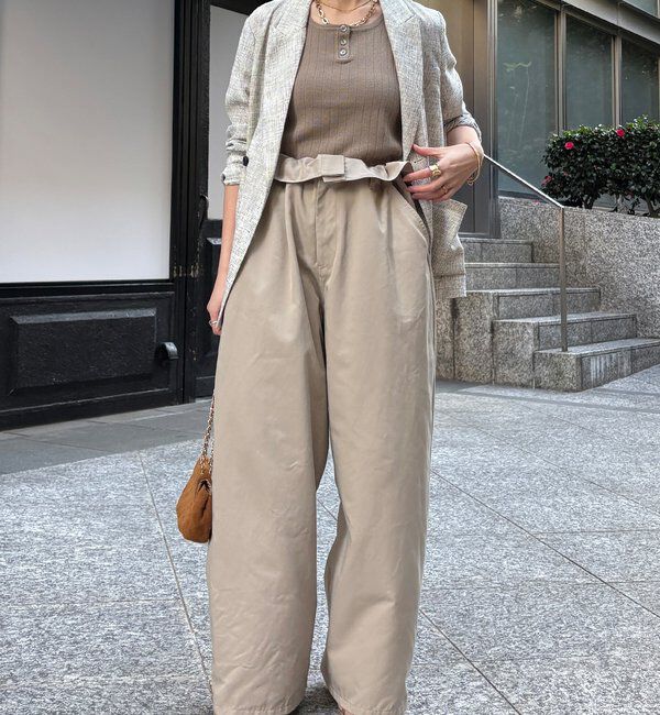  「ウエスト折り返しギャザーパンツ」|チノ|