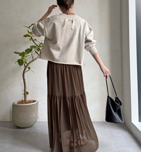  「【WEB限定】Vネック裏毛&times;レースロンTEEセット」|Tシャツ・カットソー|