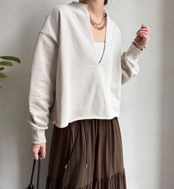  「【WEB限定】Vネック裏毛&times;レースロンTEEセット」|Tシャツ・カットソー|