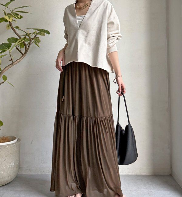  「【WEB限定】Vネック裏毛&times;レースロンTEEセット」|Tシャツ・カットソー|