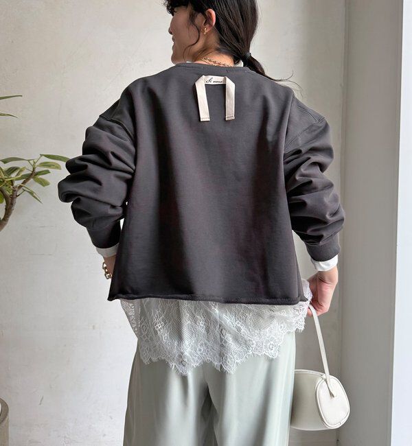  「【WEB限定】Vネック裏毛&times;レースロンTEEセット」|Tシャツ・カットソー|