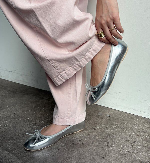  「ラウンドフラットパンプス」|その他|シルバー