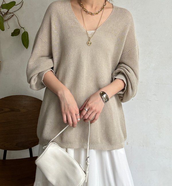  「ガーター深Vプルオーバー」|ニット・セーター|