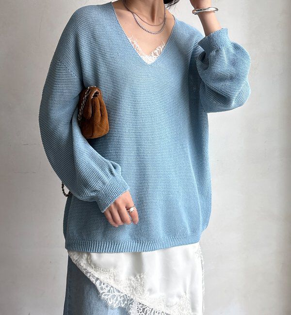  「ガーター深Vプルオーバー」|ニット・セーター|
