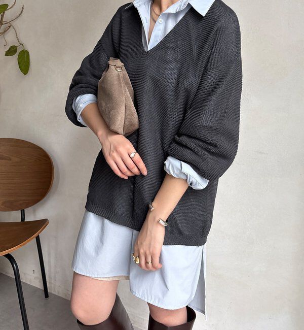 「ガーター深Vプルオーバー」|ニット・セーター|