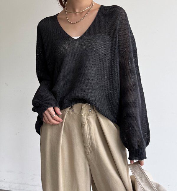  「ガーター深Vプルオーバー」|ニット・セーター|