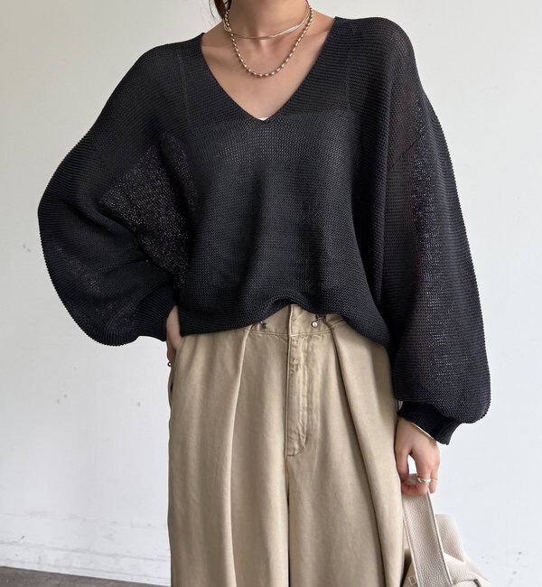  「ガーター深Vプルオーバー」|ニット・セーター|