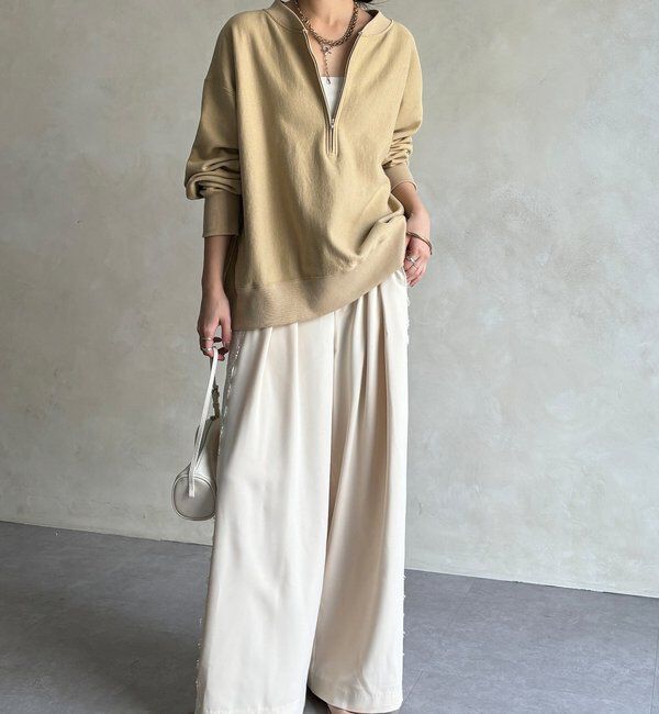  「サイドレースタックワイドパンツ」|チノ|