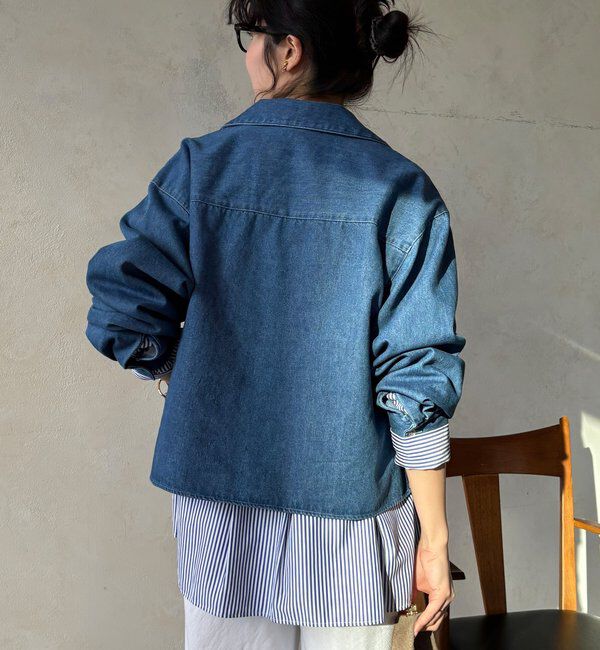  「【インフルエンサーOKOCHI企画】スキッパーデニムシャツ」|シャツ・ブラウス|