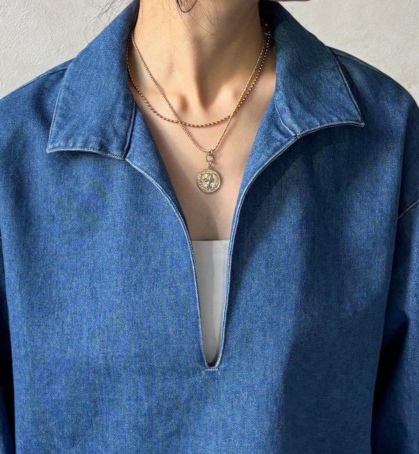  「【インフルエンサーOKOCHI企画】スキッパーデニムシャツ」|シャツ・ブラウス|