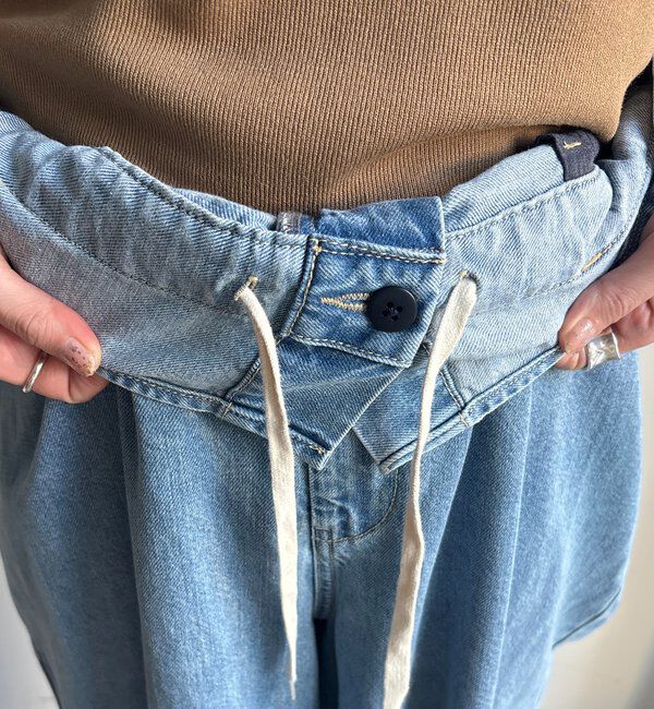  「ウエスト折り返しギャザーデニム」|デニム|