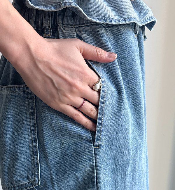  「ウエスト折り返しギャザーデニム」|デニム|