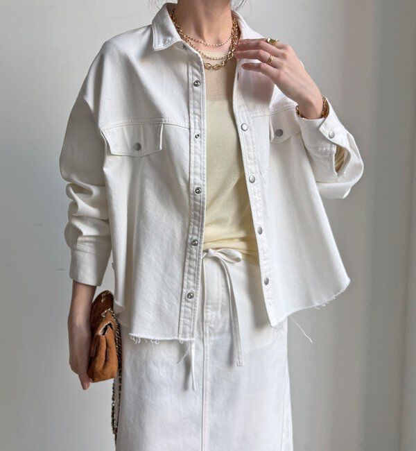  「【セットアップ可能】デニムショートシャツ」|シャツ・ブラウス|オフホワイト